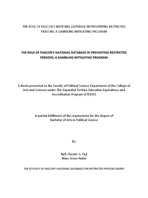 The Role of Pagcor's NDRP .